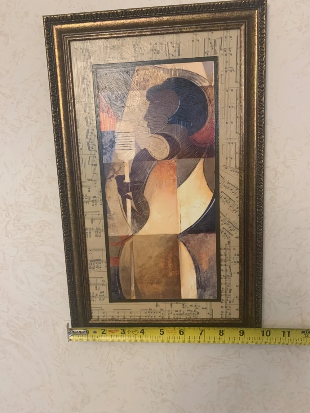 Faux-gold Frame and Multi-Colored Abstract Lady Singing Picture